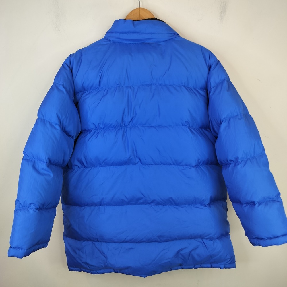 Lands End Reversible Down Puffer Jacket Womens Large 14-16 Petite Blue Black - Picture 5 of 11